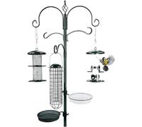 Mangeoire Oiseaux Exterieur I Station d'alimentation De Qualité Supérieure - Noir, Vert en Métal Revêtu par Pulvérisation - Kit Complet avec Colonne d'alimentation (235cm).