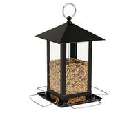 Mangeoire Oiseaux extérieur - Kimi Noir - 22 cm - pour graines - Métal et plexiglas - Bloc de répartition - Couvercle Amovible - Flamingo