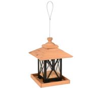 Mangeoire Oiseaux extérieur - Leya Naturel - 32 cm - pour graines - Cèdre & métal - Couvercle Amovible - Peu d’Entretien - Flamingo