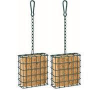 Mangeoire Oiseaux extérieur - Smilla Vert - 10 cm - pour Boules de Graisse - Métal résistant à l’Eau - Chaîne de Suspension - Flamingo (Lot de 2)