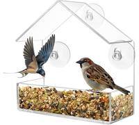 Mangeoire Oiseaux Exterieur Transparente pour Fenêtre avec 3 Ventouses. Nichoir Extérieur Conçu pour Attirer Les Oiseaux Sauvages. Résistant Et Facile À Installer.