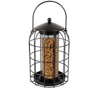 Mangeoire Oiseaux extérieur - Ylva Noir - 27 cm - pour cacahuètes - Métal avec revêtement Poudre et Maille - Couvercle dévissable - Protection silo - Flamingo