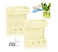 Mangeoire Oiseaux Porte Légumes Suspendue - Perroquet Exterieur Titulaire pour Suspension De Fruits Cage d'oiseaux Accessoires Tenir des Fruits, Os Seiche, Légumes, 2 Pièces, Jaune