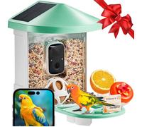 VEVOR Mangeoire à Oiseaux Intelligent Caméra Identifier AI 2K HD Solaire Vert Vert