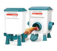 Mangeoire Poules Anti Nuisible PouleS, 12kg Mangeoire et Abreuvoir 11L pour Poulet, Sans Déchets et Abreuvoirs à Volaille, jusqu'à 20 Poussins et 12 Poulets Adultes