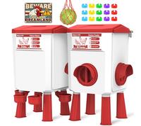 Mangeoire Poules et Abreuvoir Poules Automatique - 12 Kg / 11 L, Mangeoire Poule Anti Nuisible 4 Coupelles & 3 Ports d’Alimentation, Distributeur de Nourriture Anti-Gaspillage