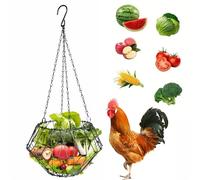 Mangeoire Poules Suspendre pour Légumes Fruits, 40cm Automatique et Mangeoire Poule pour Canards, Oies, Oiseaux (Noir)