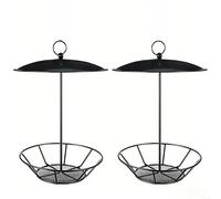 Mangeoire pour animaux sauvages de jardin avec cylindre ouvert et couvercle de protection en métal pour une meilleure protection et accessibilité des gâteaux de suif (2 pièces)