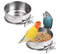Mangeoire pour Cage à Oiseaux, 2 pièces, 4x2, Montage à vis, en Acier Inoxydable, pour Cage, Lavage Facile, Bols de Nourriture et d'eau pour perruches, calopsittes |.Bols pour