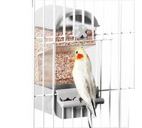 Mangeoire pour cage à perroquets - Distributeur de nourriture de grande capacité - Support pour sans désordre - Design transparent de la boîte d'alimentation - Outil