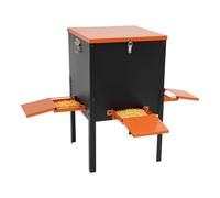 Mangeoire pour cerf avec 4 gamelles en acier noir et orange | Mangeoire autoportante pour cerfs, capacité de 45,36 kg, pour forêt, zone de chasse et arrière-cour, 43 x 43 x 72 cm
