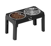 Mangeoire pour chien - En acier inoxydable - Avec support - Mangeoire surélevée - Cinq hauteurs réglables - Pour chiens et chats de petite, moyenne et grande taille
