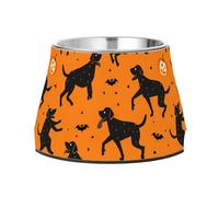 Mangeoire pour chien labrador dansant orange Halloween Gamelles antidérapantes en acier inoxydable pour petits animaux domestiques Soulagement des moustaches