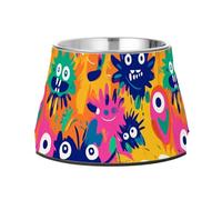 Mangeoire pour chiens en acier inoxydable antidérapant avec motif monstres mignons et amusants pour chiens, chats, lapins, oiseaux