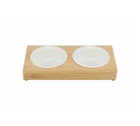 Gamelle pour chien - Trixie - Céramique/Bambou - Beige/Blanc - Rond - Intérieur