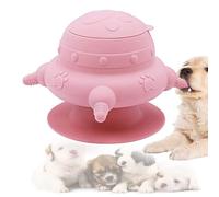 Mangeoire pour Chiots,Bol à Lait Bionique en Silicone pour Animaux De Compagnie avec 4 Sucettes Et Ventouse,Biberon Silicone pour Chiots,pour Chatons,Chiots, l'allaitement (Rose)