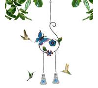 Mangeoire pour colibris avec chant del - Anti-goutte - Élégant coloré - Alimentation pour oiseaux avec sonnette éolienne - pour décoration jardin, cour, salon, terrasse, balcon