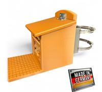 Mangeoire pour écureuil - Avec fixation de balustrade pour balcon, gouttière et poteaux de clôture - Résistant aux intempéries, robuste, durable (entièrement marron, avec fixation de balustrade)