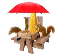 Mangeoire pour Ecureuil pour l Exterieur en Bois avec Parapluie et Porte mais Maison Ecureuil Station d Alimentation pour Nourrir Les Ecureuils Jardin Balcon