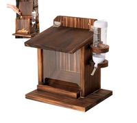 Mangeoire pour écureuil pour l'extérieur, station d'alimentation de jardin avec gourde - Mangeoire murale en bois pour oiseaux, noix, épis de maïs, jardin, balcon, arrière-cour