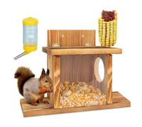 Mangeoire pour écureuils, 35 x 24 x 13 cm, station extérieure en bois, design robuste, accessoire d'alimentation de jardin, solution de noix d'hiver, convient pour cour, balcon, arbre, jardin, tamias
