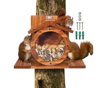 Mangeoire pour écureuils d'extérieur en bois, alimentation pour écureuils | Boîte résistante aux agents atmosphériques pour noisettes, maïs, foin, nourriture de jardin, clôture
