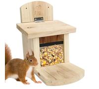 Mangeoire pour écureuils d'extérieur | Maison d'alimentation avec auvent en bois résistant aux rongeurs | Maison pour écureuils avec toit anti-roulement et planche extra longue | Pour animaux