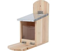 Mangeoire pour écureuils en bois - env. 11x25x26 cm - avec toit métallique et vitre en plexiglas
