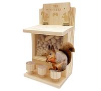 Mangeoire pour écureuils | Mangeoire en bois pour écureuil | Mangeoire à écureuils pour extérieur, grande capacité pour jardin, cour, terrasse