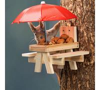Mangeoire pour écureuils PICKNICK avec parapluie - 21 x 18 cm - Mangeoire en bois à suspendre