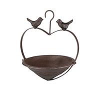 Mangeoire pour oiseaux - 25 cm x 22 cm - Boissons suspendues marron antique en fonte à suspendre - Nourriture pour oiseaux, abreuvoirs d'eau, terrasse, jardin