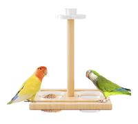 Mangeoire pour oiseaux avec perchoir - Cage à oiseaux - Gamelle pour boire et manger - Perchoir en bois avec gobelets - Pour perruches, calopsittes, inséparables