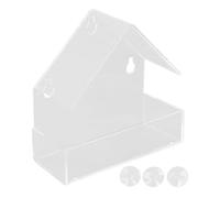 Mangeoire pour Oiseaux avec Ventouses, Maison en Acrylique 14,5x14,7x6,3 cm - Stable avec 3 Ventouses Solides, Plateau Amovible, Idéal pour Jardin et Fenêtre