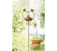 Mangeoire pour oiseaux "cœur" en métal, aspect rouille, 115 cm de haut, fiche de jardin, fiche de décoration, décoration de jardin pour l'extérieur