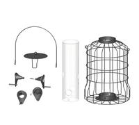 Mangeoire pour oiseaux d'extérieur - En métal - Quatre ouvertures d'alimentation - Grande protection contre les écureuils - Mangeoire pour colibri et accessoires de nourriture pour oiseaux - Pour