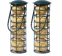 mangeoire pour Oiseaux dobar 24081 avec Quatre Boules à mésanges, mangeoire Rechargeable pour Oiseaux Sauvages, Noire, Plastique, Lot de 2 (1 x 360 g)
