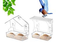 Mangeoire pour oiseaux, en acrylique, résistante aux intempéries, transparente, avec ventouses extra puissantes, pour les personnes âgées, pour observer les oiseaux en extérieur, balcon, jardin