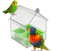 Mangeoire Pour Oiseaux En Forme De Cage, Mangeoire Externe Coulissante Pour Perroquets,M-angeoire À Oiseaux Suspendue Avec Plateau Anti-Écureuils, Baignoire Pour Perruches Portable Et Abreuvoir À Tiro