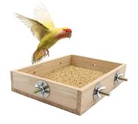 Mangeoire pour Oiseaux et Perroquets - Perchoir en Bois avec Coupelle, Distributeur de Nourriture pour Perruches, Calopsittes et Petits Animaux (Rats, Conures, Pigeons, Chinchillas)