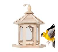 Mangeoire pour oiseaux extérieurs,Distributeur de nourriture de pinson en bois de forme hexagonale - Mangeoires à oiseaux suspendues pour méses, pics, chickadee, réveil.