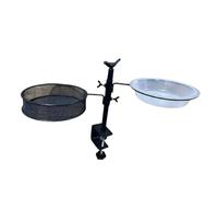 Mangeoire pour oiseaux - Kit d'alimentation pour balcon avec bol en filet et deux bols d'eau - Support de serrage réglable en hauteur - Support de rail en acier robuste pour l'extérieur - Pour attirer