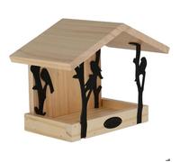 Mangeoire pour oiseaux murale - BEST FOR BIRDS - Pouillot véloce FB604 - Pin et fer - Noir/marron - 24,5x14x18,3 cm