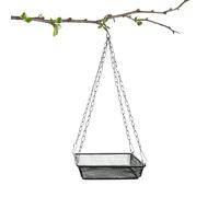 Mangeoire pour oiseaux plats : plateau d'alimentation pour oiseaux sauvages en plein air, décoration de clôture de jardin, accessoire extérieur en maille métallique avec cadenas