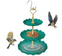 Mangeoire pour oiseaux pour l'extérieur - Bain d'oiseaux à trois niveaux pour l'extérieur, récipient de nourriture pour oiseaux, balcon, terrasse, jardin, pelouse