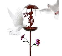 Mangeoire pour oiseaux pour l'extérieur - Bâtonnets solaires décoratifs en forme de lapin - Éclairage décoratif de chemin - Pour moineaux perruches, calopsittes et autres