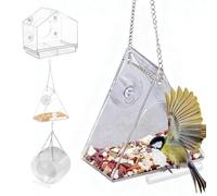 Mangeoire pour oiseaux sauvages pour l'extérieur, mangeoire à oiseaux avec ventouse puissante, mangeoire à oiseaux en acrylique transparent pour observation en extérieur, facile à nettoyer, cadeaux