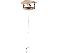 Mangeoire pour oiseaux sur pied en bois métal brun noir 24×24×131 cm