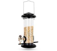 Mangeoire pour oiseaux - VILDE - 23 cm - 14x9 5x23 cm - Transparente - Base et couvercle en métal noir