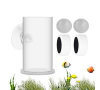 Mangeoire pour poissons, anneau d'alimentation transparent pour aquarium avec ventouse, matériau acrylique, filet anti-fuite, design cylindrique pour accessoires d'eau, 3 x 7 cm, domestique