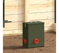 Mangeoire pour Poules en Acier Vert Olive 32,5 x 20,5 x 43 cm | Trémie 25kg, couvercle verrouillable étanche, acier durable, style moderne, entretien facile